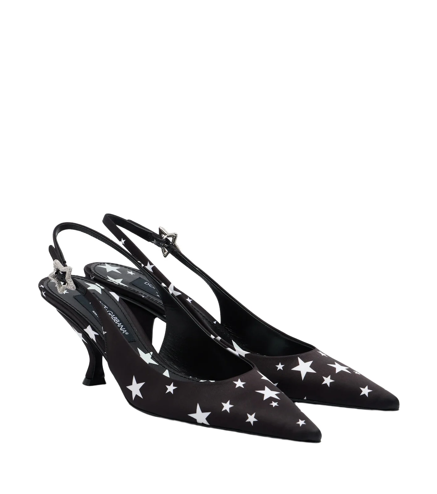 Dolce & Gabbana Embellished printed satin slingback pumps