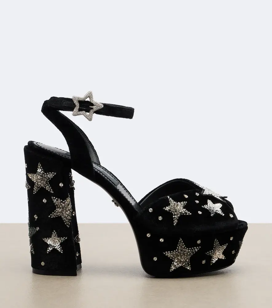 Dolce & Gabbana Embellished velvet platform sandals | Thumbnail 2 Dolce & Gabbana Embellished velvet platform sandals | Thumbnail 2