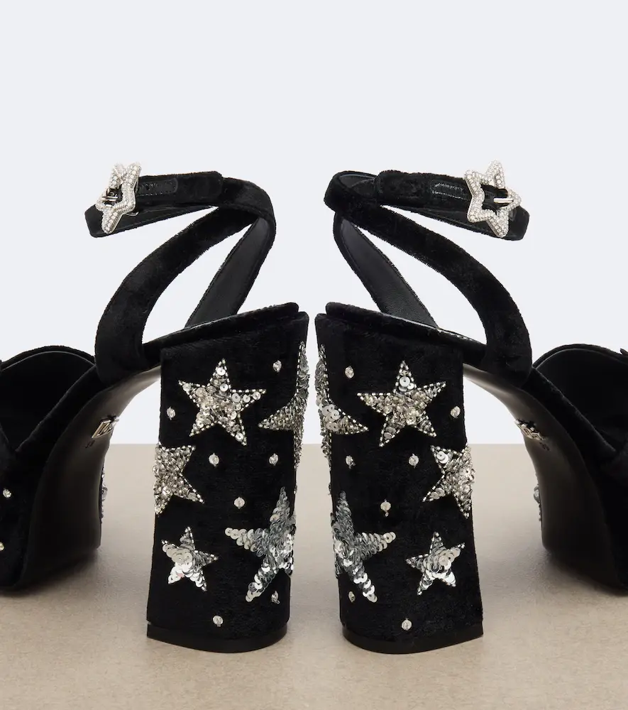 Dolce & Gabbana Embellished velvet platform sandals | Thumbnail 3 Dolce & Gabbana Embellished velvet platform sandals | Thumbnail 3
