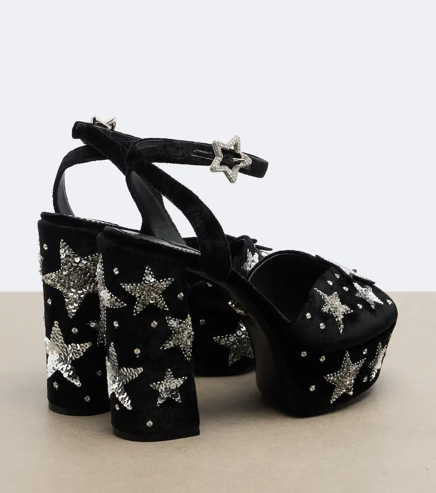 Dolce & Gabbana Embellished velvet platform sandals | Thumbnail 4 Dolce & Gabbana Embellished velvet platform sandals | Thumbnail 4