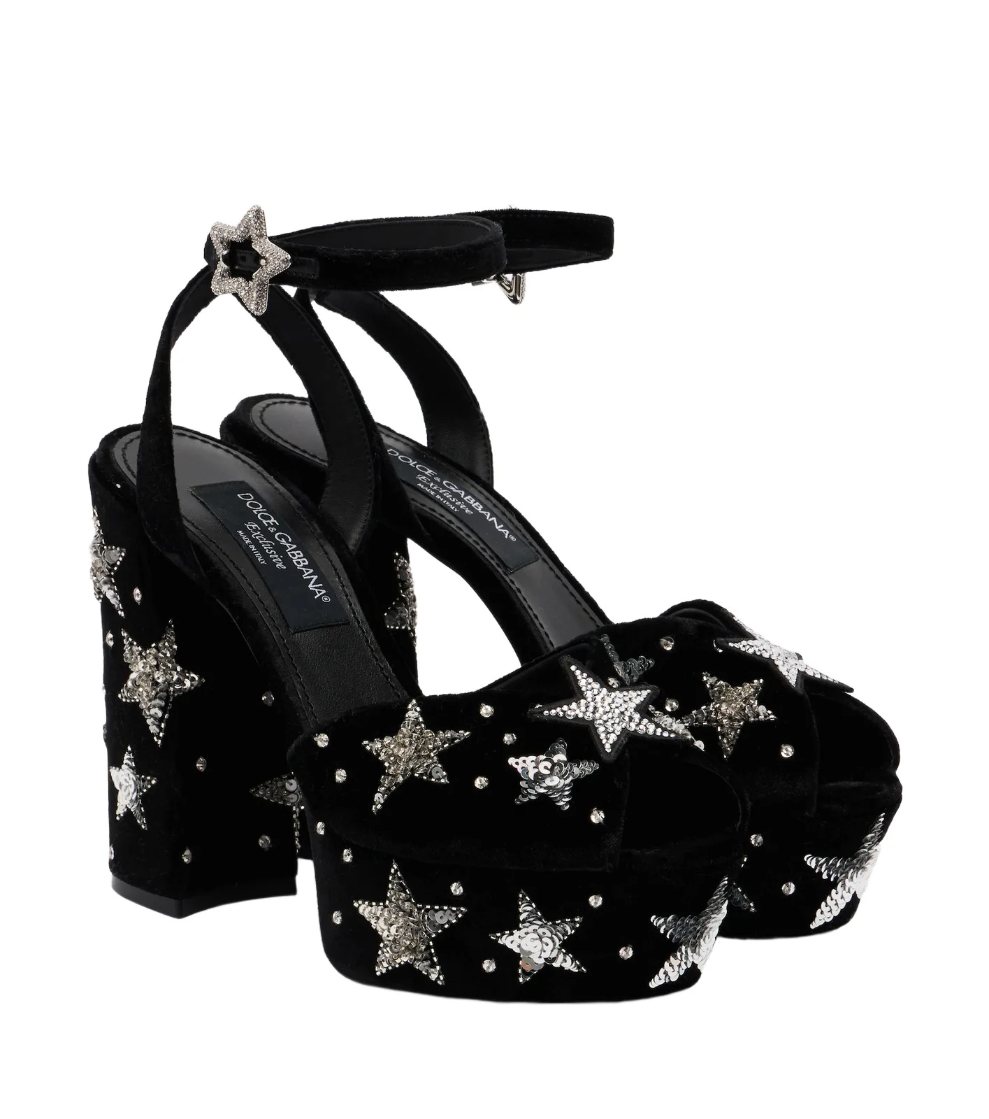 Dolce & Gabbana Embellished velvet platform sandals