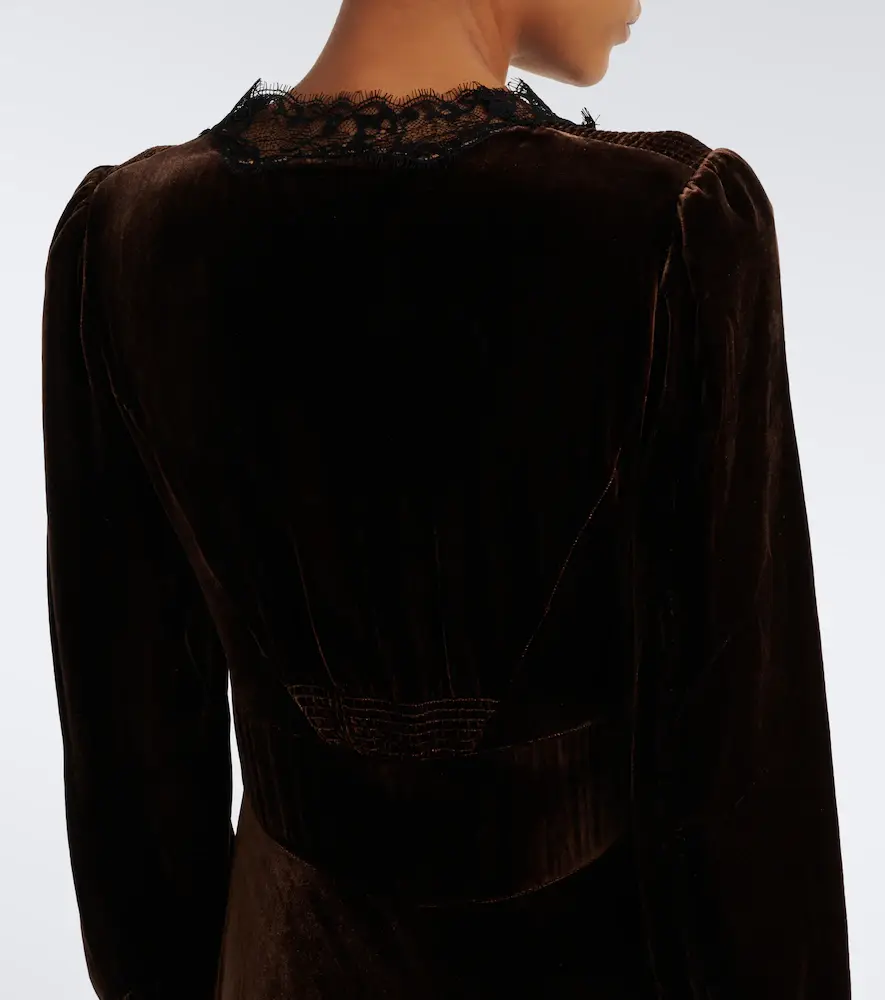Rixo Emory lace-trimmed velvet maxi dress | Thumbnail 3