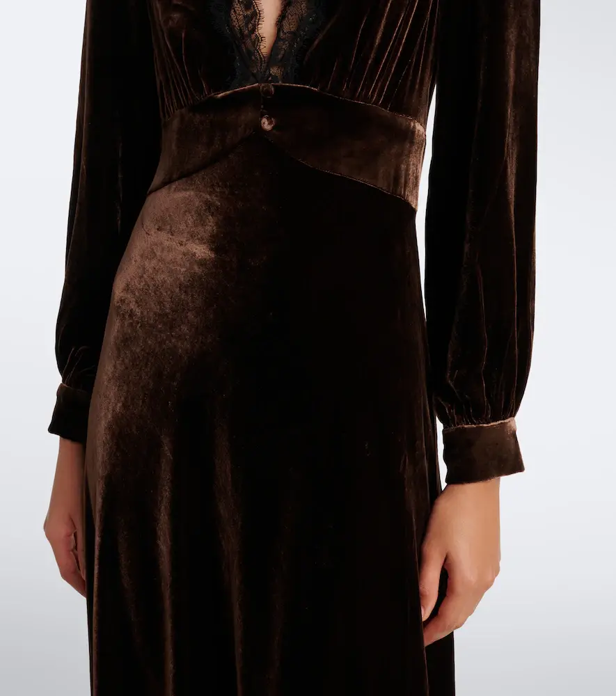 Rixo Emory lace-trimmed velvet maxi dress | Thumbnail 7