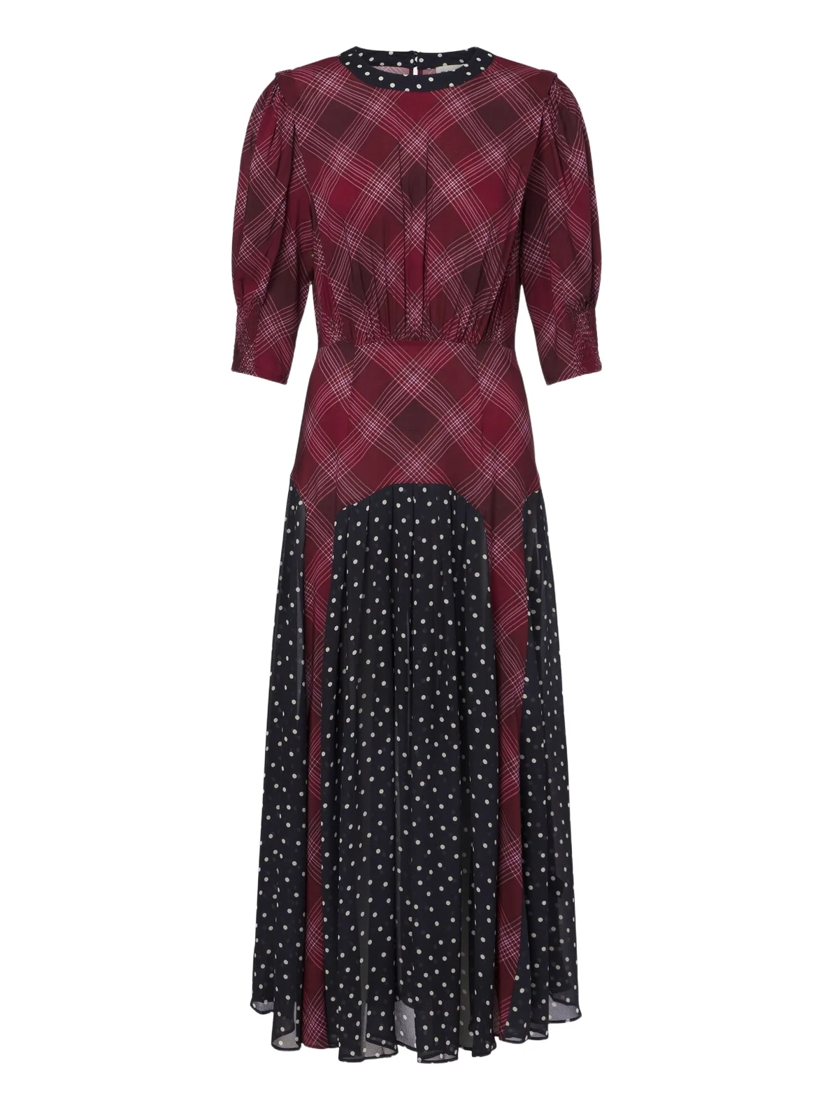 Meg plaid and polka-dot maxi dress