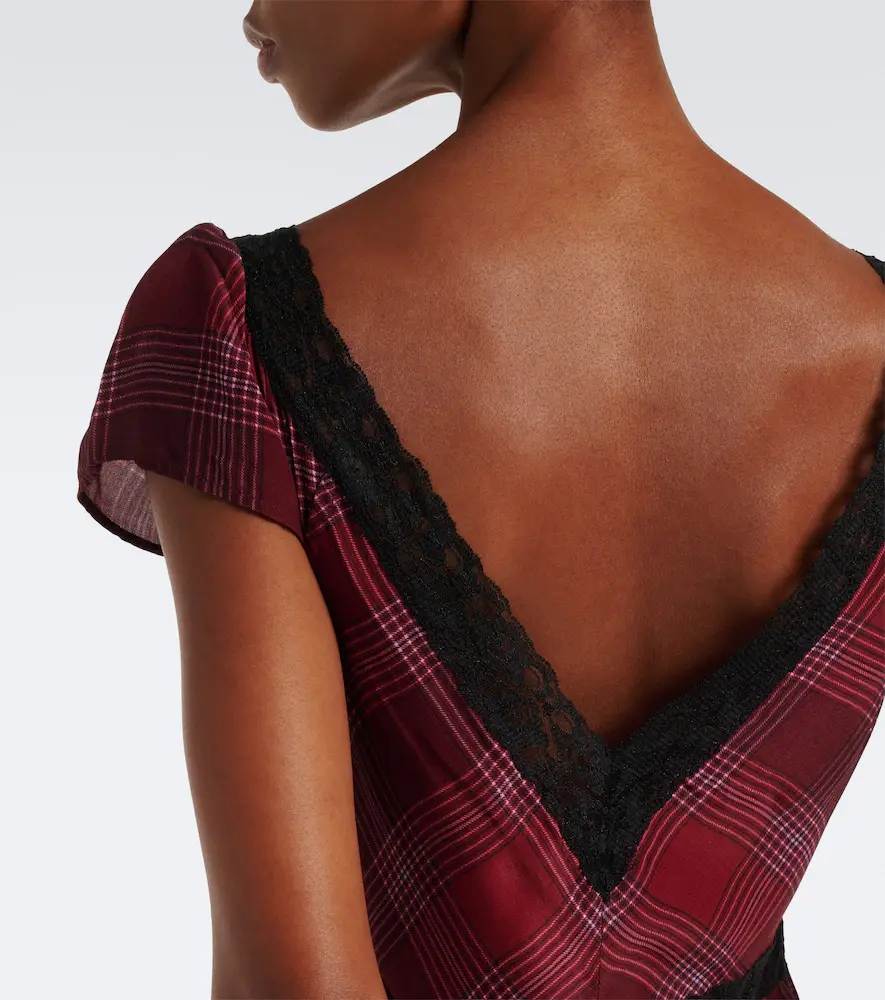 Rixo Iggy lace-trimmed plaid midi dress | Thumbnail 2 Rixo Iggy lace-trimmed plaid midi dress | Thumbnail 2