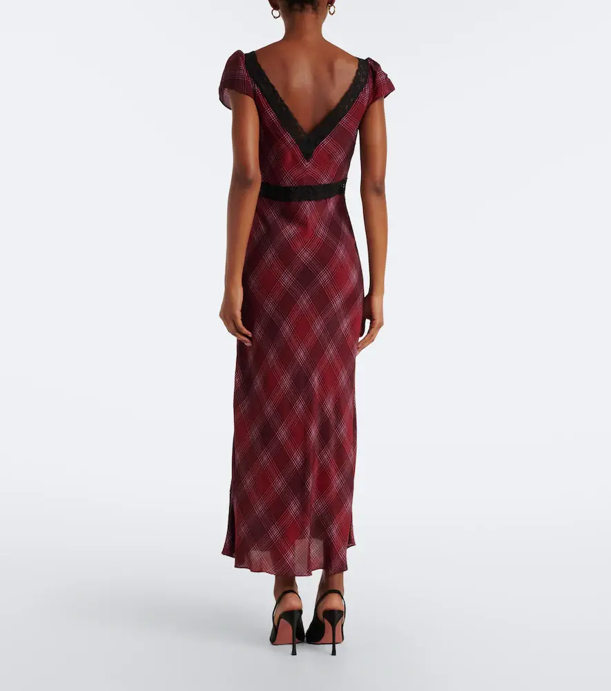 Rixo Iggy lace-trimmed plaid midi dress | Thumbnail 5 Rixo Iggy lace-trimmed plaid midi dress | Thumbnail 5