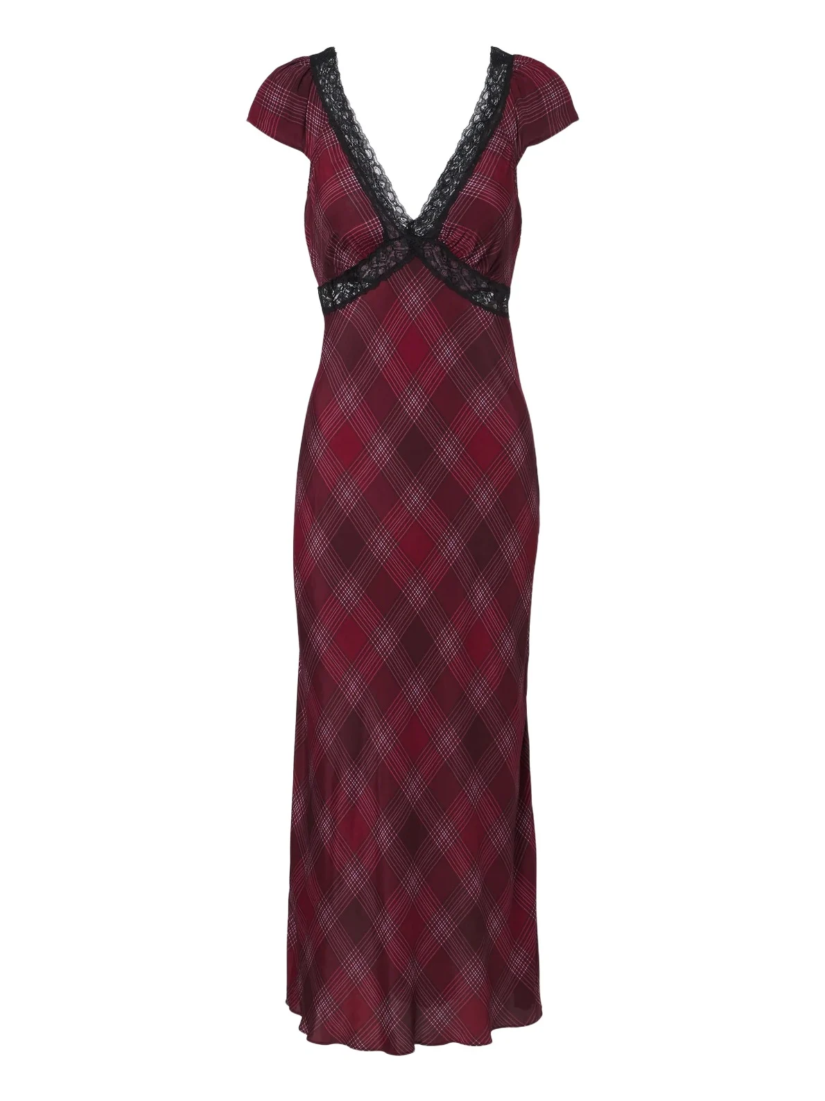 Iggy lace-trimmed plaid midi dress Iggy lace-trimmed plaid midi dress