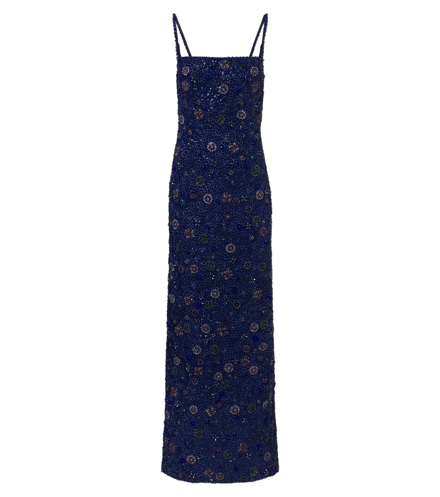 Là Fuori Crystal Midnight sequined silk gown