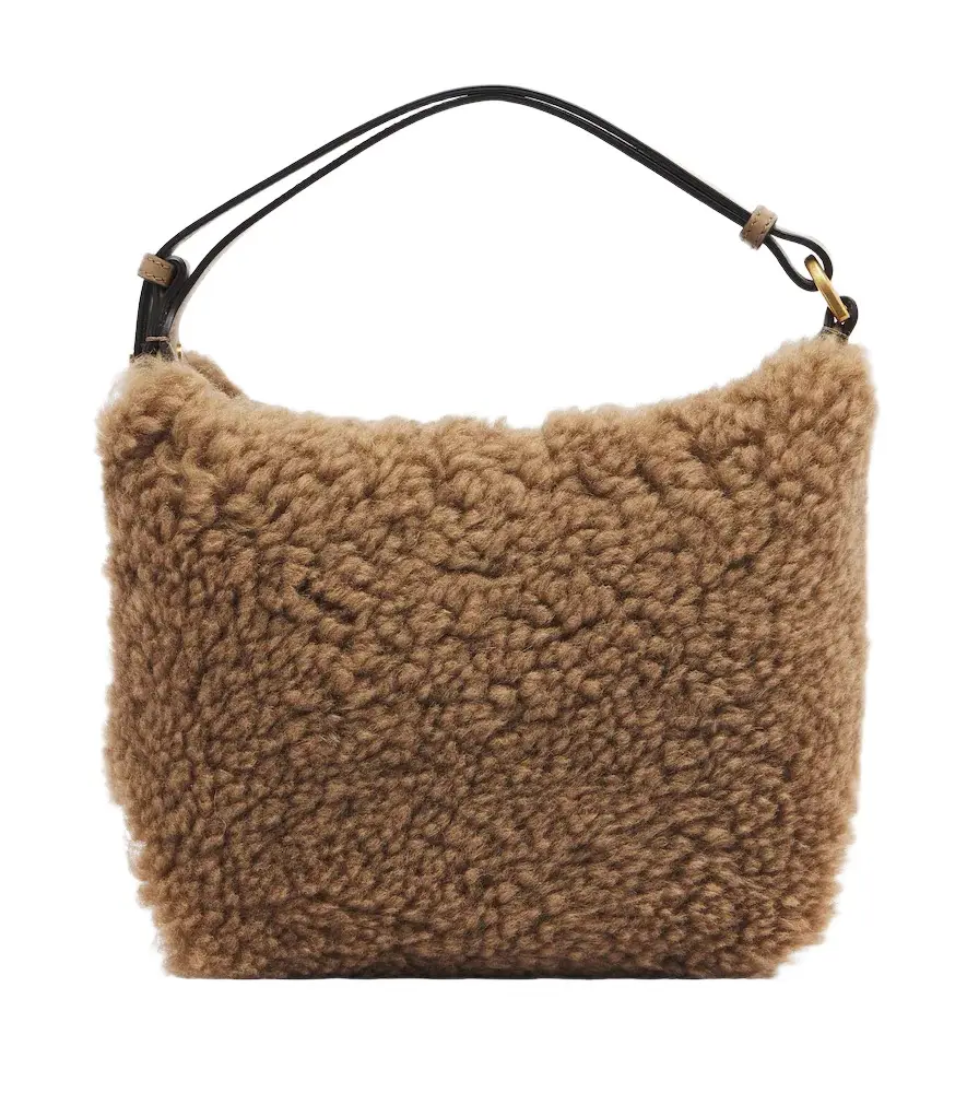 Metal Dots Mini shearling top-handle bag Metal Dots Mini shearling top-handle bag