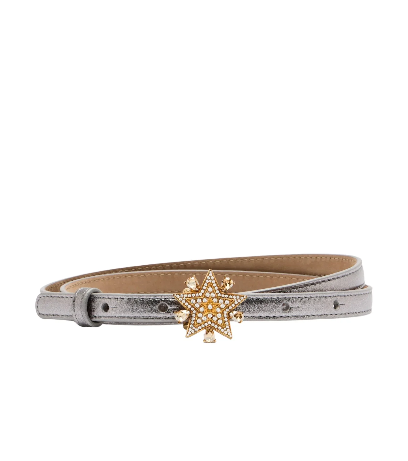 Dolce & Gabbana Embellished metallic leather belt