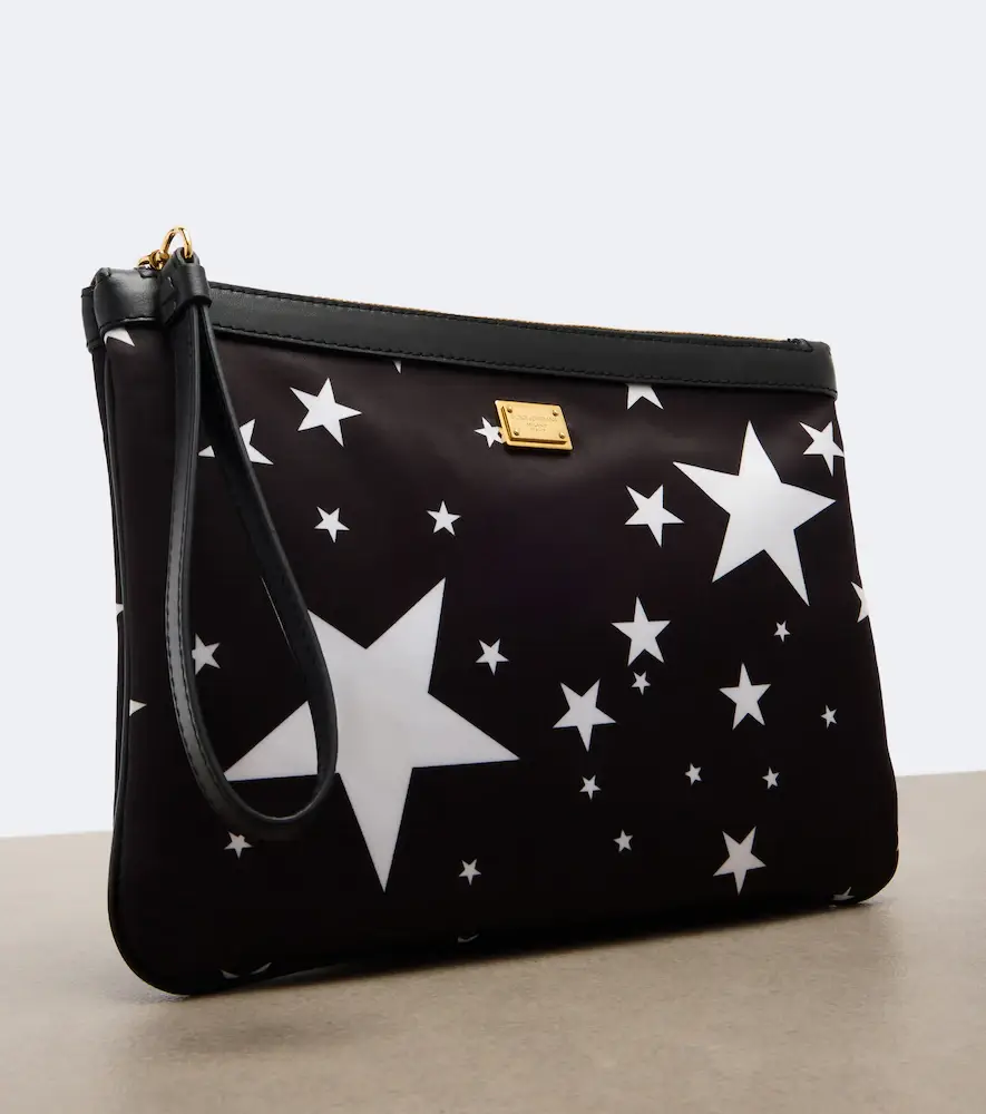 Dolce & Gabbana Printed leather-trimmed satin pouch | Thumbnail 2