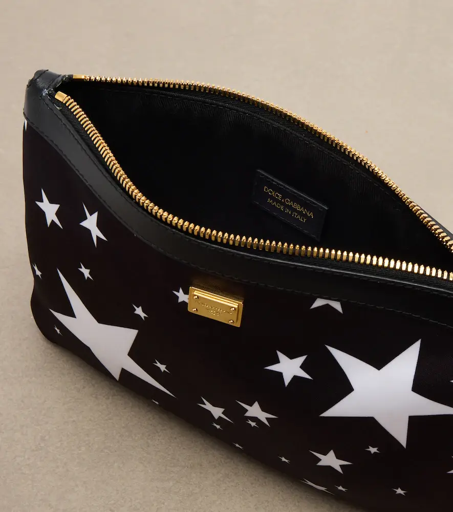 Dolce & Gabbana Printed leather-trimmed satin pouch | Thumbnail 4