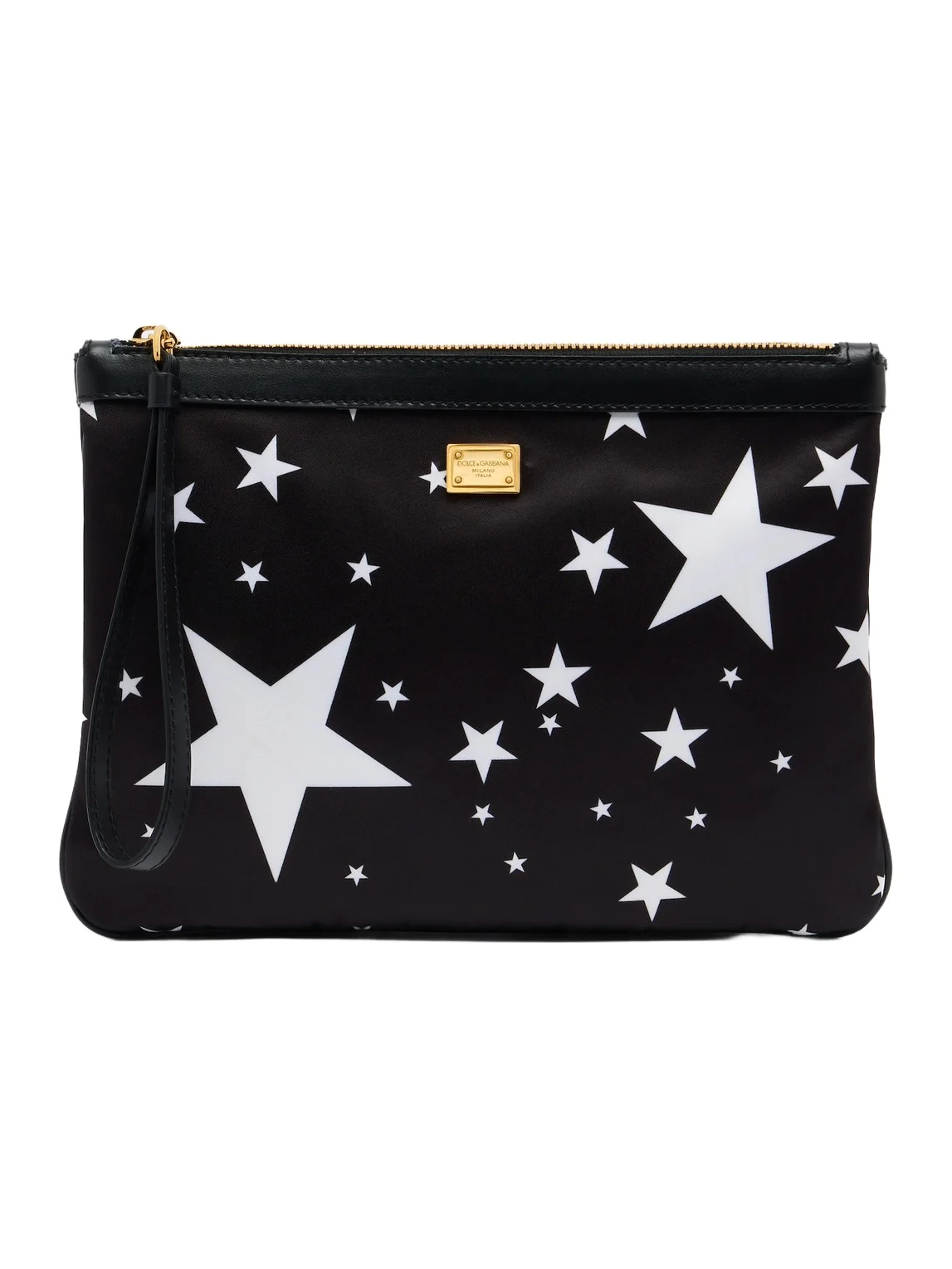 Dolce & Gabbana Printed leather-trimmed satin pouch