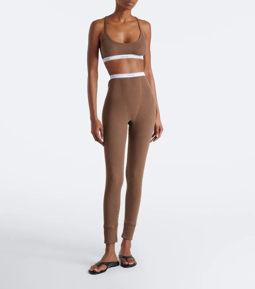 Calvin Klein Collection Rosalie ribbed-knit cotton-blend leggings | Thumbnail 3