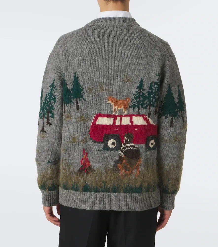 Junya Watanabe Intarsia wool and mohair-blend cardigan | Thumbnail 5