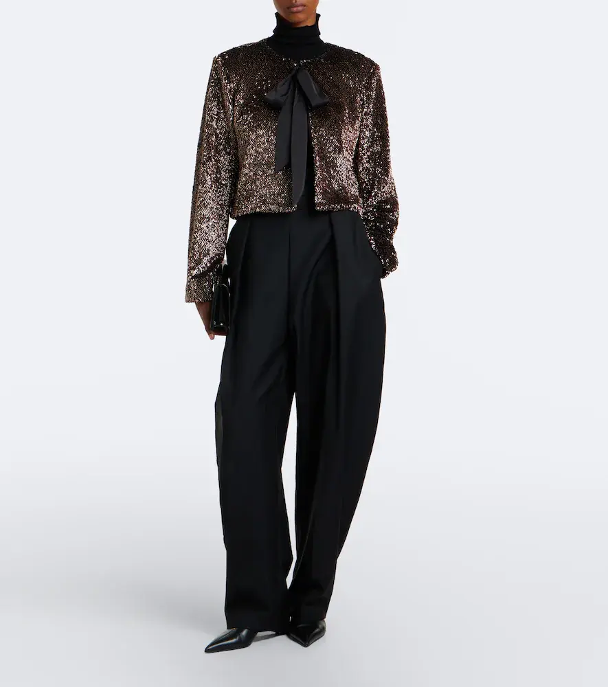 Veronica Beard Bancroff sequined tie-neck jacket | Thumbnail 2 Veronica Beard Bancroff sequined tie-neck jacket | Thumbnail 2