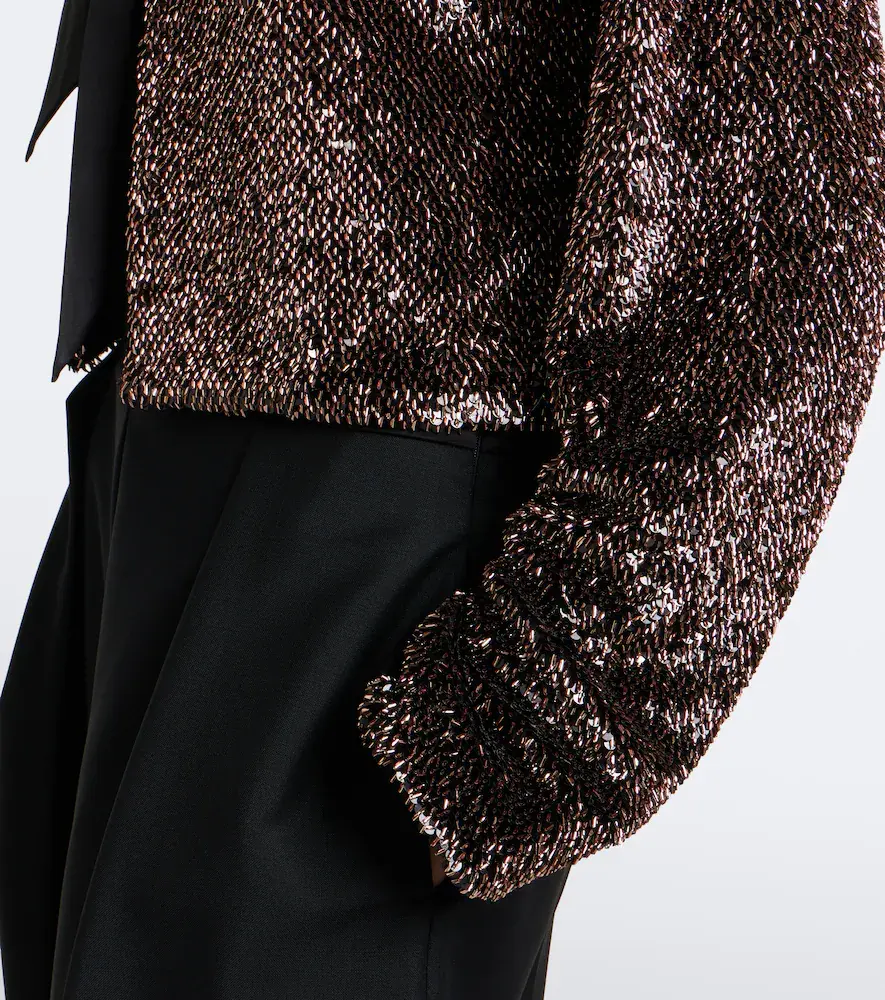 Veronica Beard Bancroff sequined tie-neck jacket | Thumbnail 3 Veronica Beard Bancroff sequined tie-neck jacket | Thumbnail 3