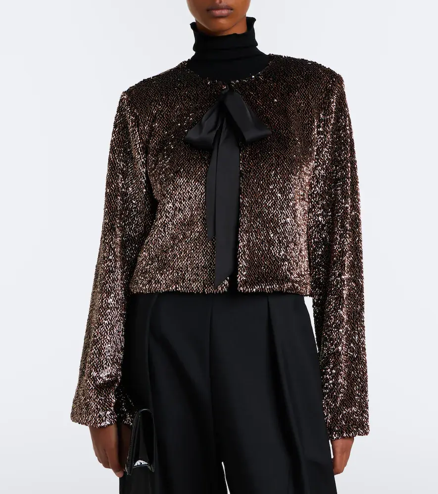 Veronica Beard Bancroff sequined tie-neck jacket | Thumbnail 4 Veronica Beard Bancroff sequined tie-neck jacket | Thumbnail 4