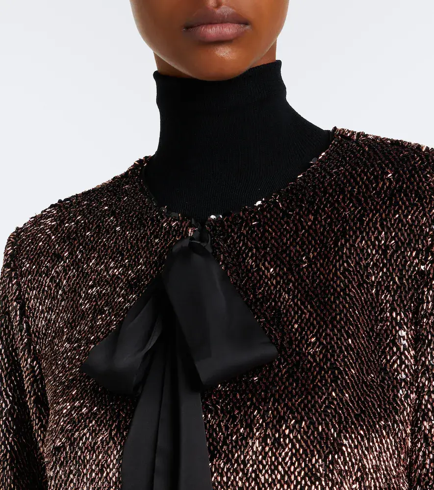 Veronica Beard Bancroff sequined tie-neck jacket | Thumbnail 5 Veronica Beard Bancroff sequined tie-neck jacket | Thumbnail 5
