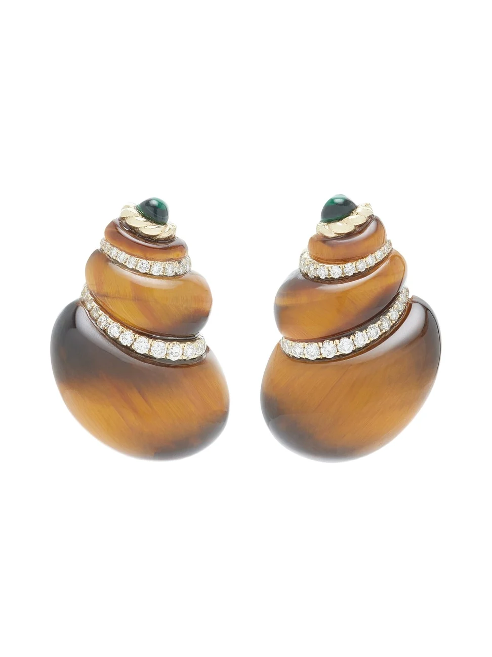 Yvonne Léon Mini Shell Yellow Gold Multi-Stone Earrings