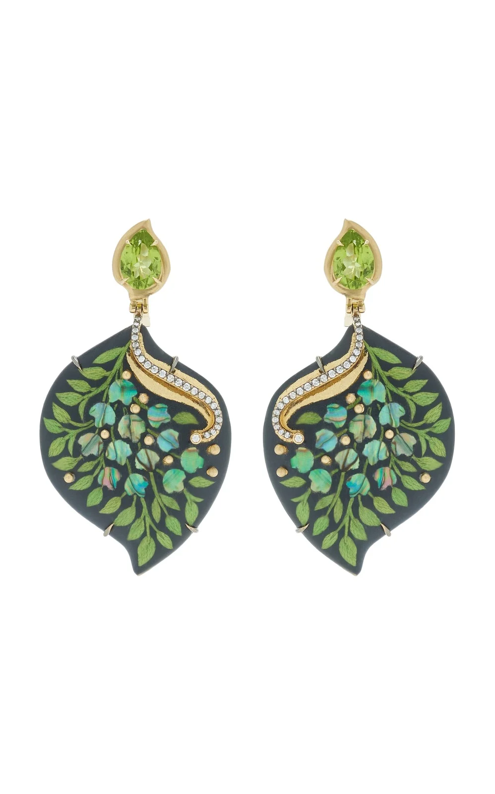 18K Yellow Gold Diamond And Sapphire Earrings 18K Yellow Gold Diamond And Sapphire Earrings