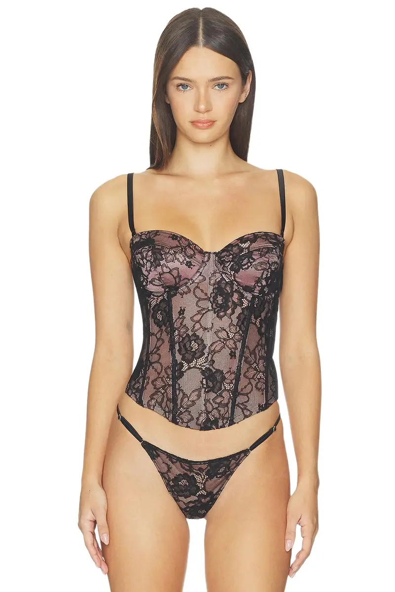 Fleur du Mal Juliet Lace Bustier With Lacing Corset