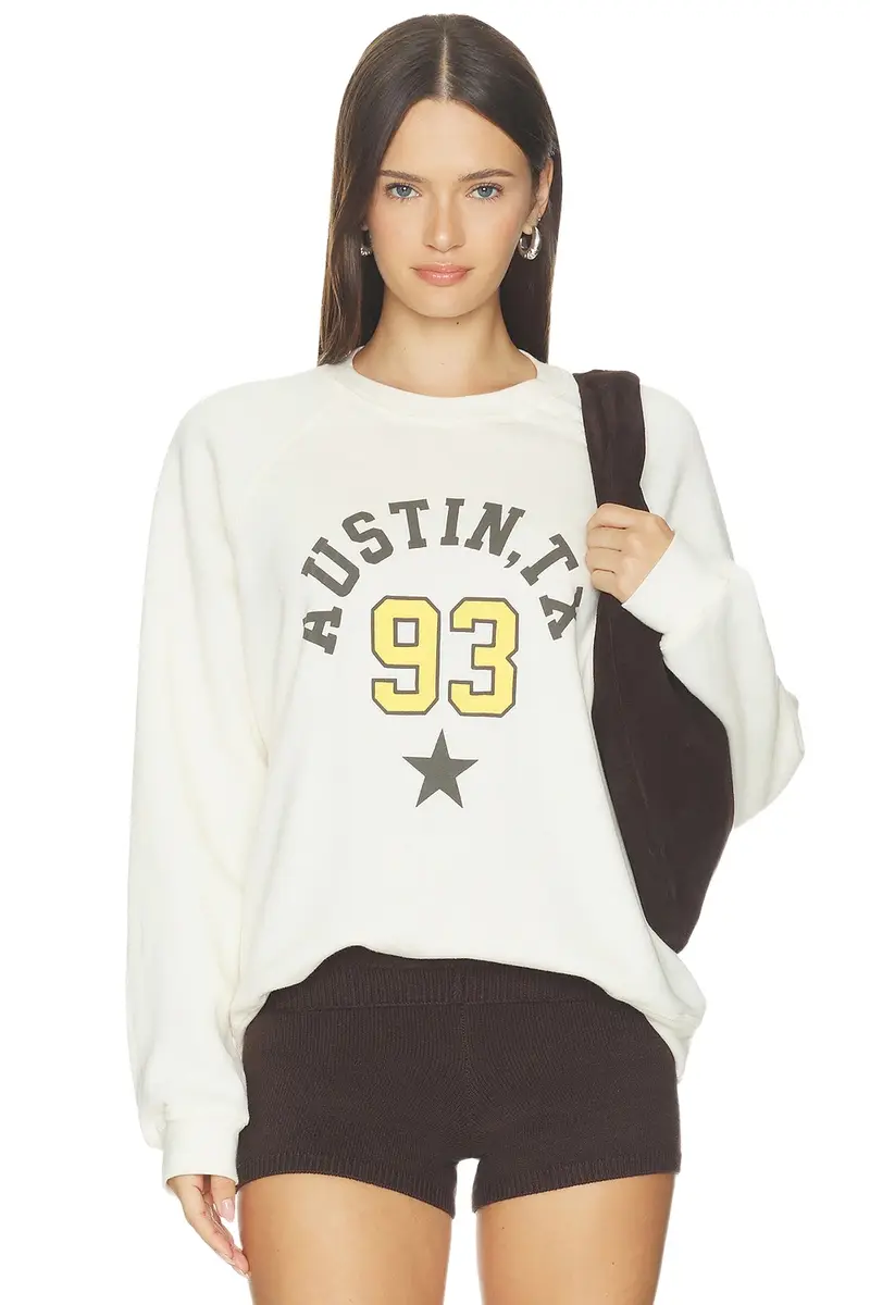 Sunny Somewhere Austin Tx 93 Raglan Crew Sweater
