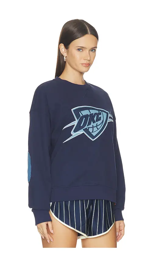 Terez Okc Thunder Denim Patch Crew Sweater | Thumbnail 2 Terez Okc Thunder Denim Patch Crew Sweater | Thumbnail 2