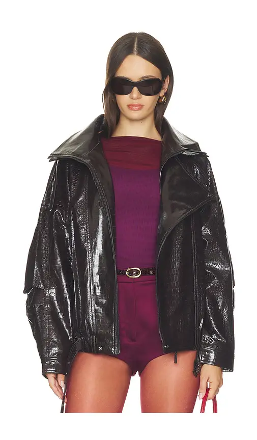 Bronx and Banco Faux Leather Croc Embossed Jacket | Thumbnail 2 Bronx and Banco Faux Leather Croc Embossed Jacket | Thumbnail 2