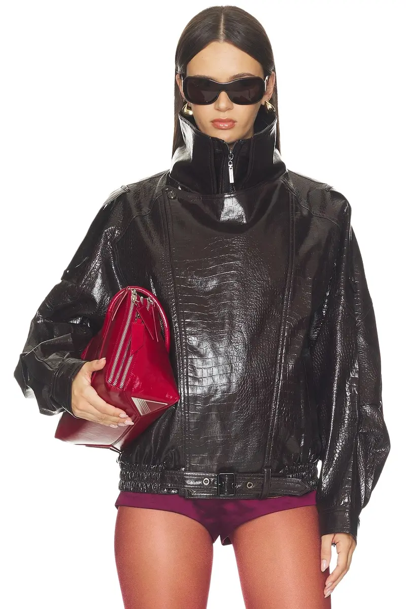 Bronx and Banco Faux Leather Croc Embossed Jacket