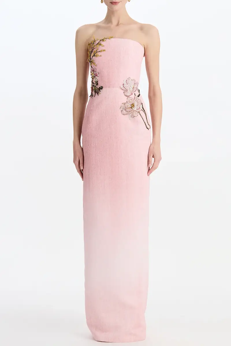 Oscar de la Renta Strapless Emboidered Floral Gown | Thumbnail 2 Oscar de la Renta Strapless Emboidered Floral Gown | Thumbnail 2