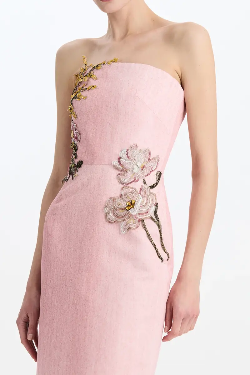 Oscar de la Renta Strapless Emboidered Floral Gown | Thumbnail 3 Oscar de la Renta Strapless Emboidered Floral Gown | Thumbnail 3