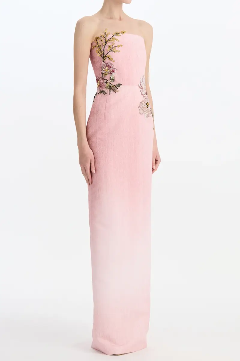 Oscar de la Renta Strapless Emboidered Floral Gown | Thumbnail 4 Oscar de la Renta Strapless Emboidered Floral Gown | Thumbnail 4