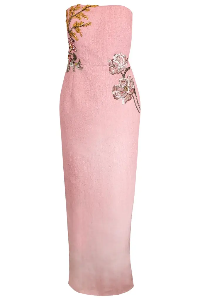 Strapless Emboidered Floral Gown Strapless Emboidered Floral Gown