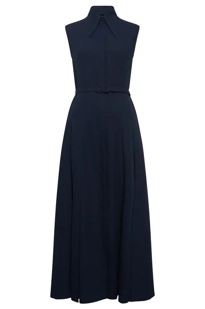 Durand Sleeveless Collared Belted Dress Durand Sleeveless Collared Belted Dress