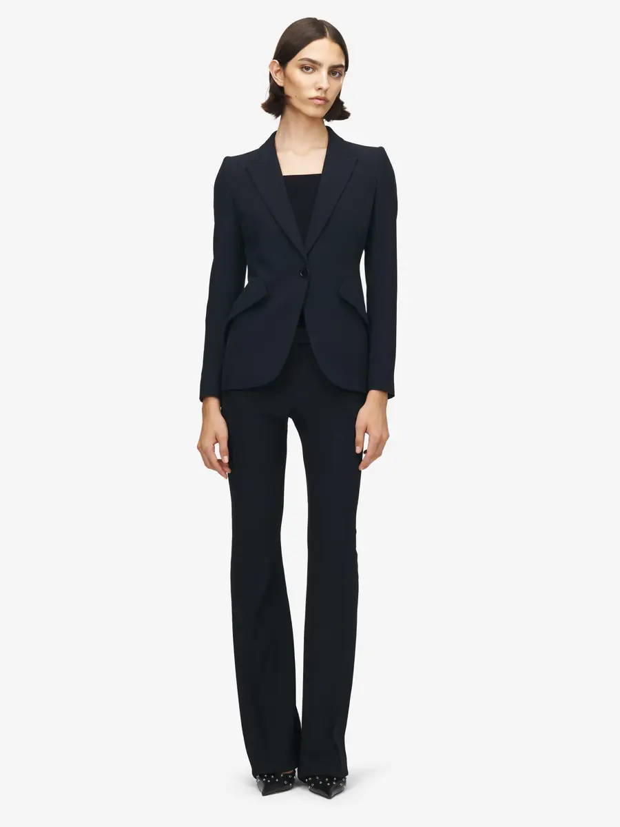 Alexander McQueen Peak Shoulder Leaf Crepe Jacket | Thumbnail 2 Alexander McQueen Peak Shoulder Leaf Crepe Jacket | Thumbnail 2