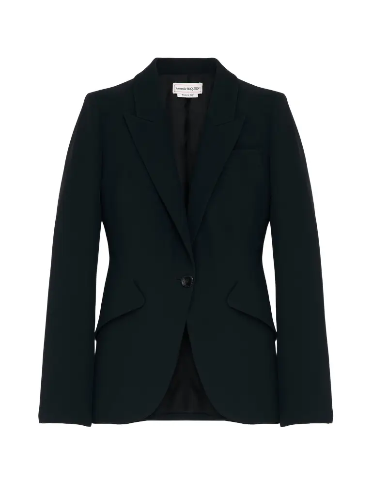 Alexander McQueen Peak Shoulder Leaf Crepe Jacket