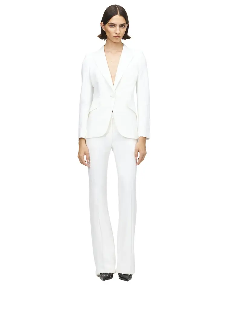 Alexander McQueen Peak Shoulder Leaf Crepe Jacket