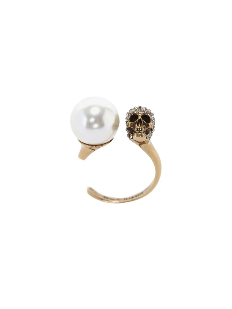 Alexander McQueen Pearl-like Skull Ring