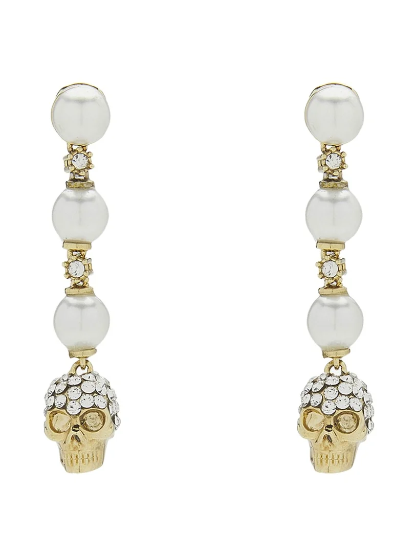 Alexander McQueen Skull and Pearl Earrings