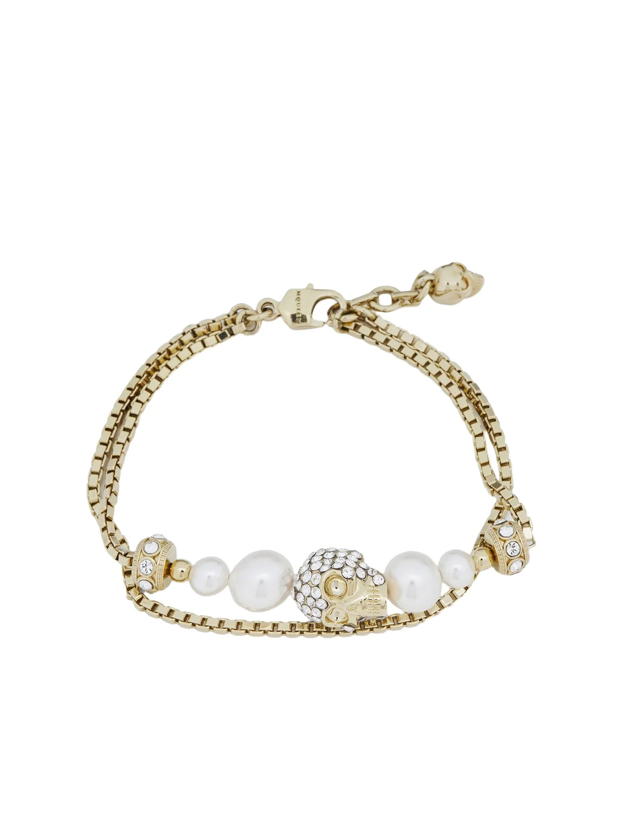 Alexander McQueen Skull and Pearl Chain Bracelet