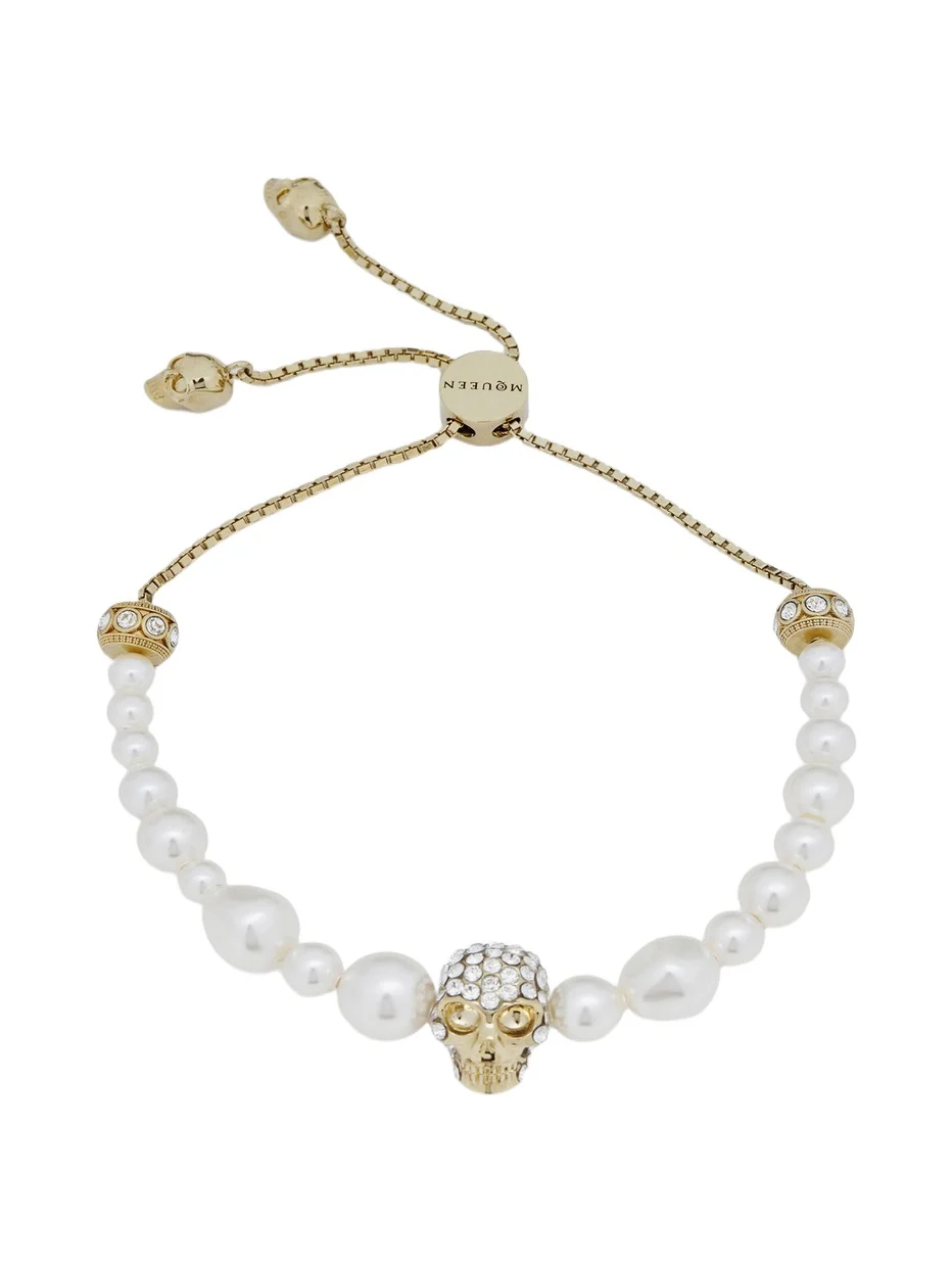 Alexander McQueen Skull and Pearl Friendship Bracelet