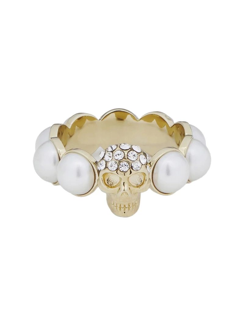 Alexander McQueen Skull and Pearl Ring