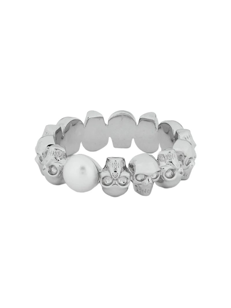 Alexander McQueen Skulls and Pearl Ring