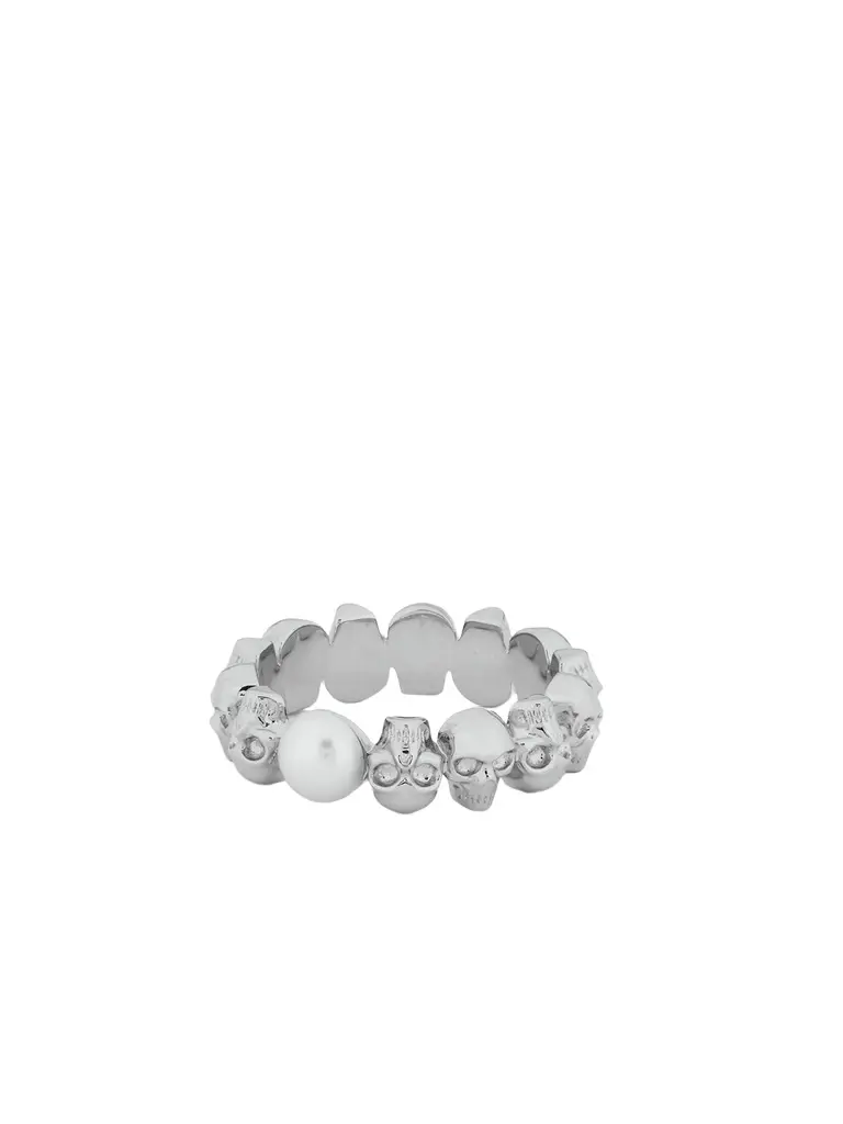 Alexander McQueen Skulls and Pearl Ring