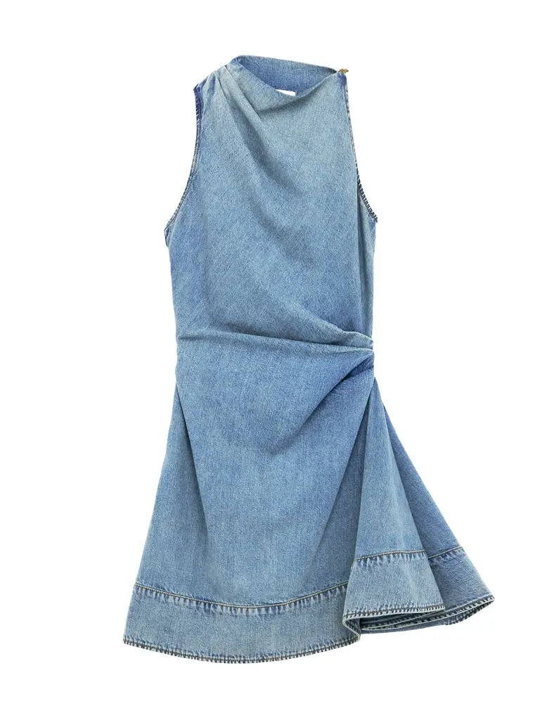 Denim Asymmetric Mini Dress Denim Asymmetric Mini Dress