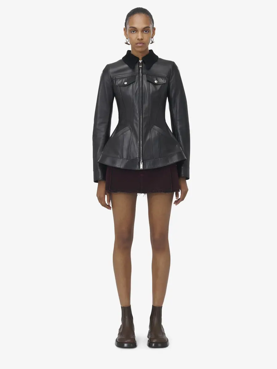 Alexander McQueen Peplum Leather Jacket | Thumbnail 2