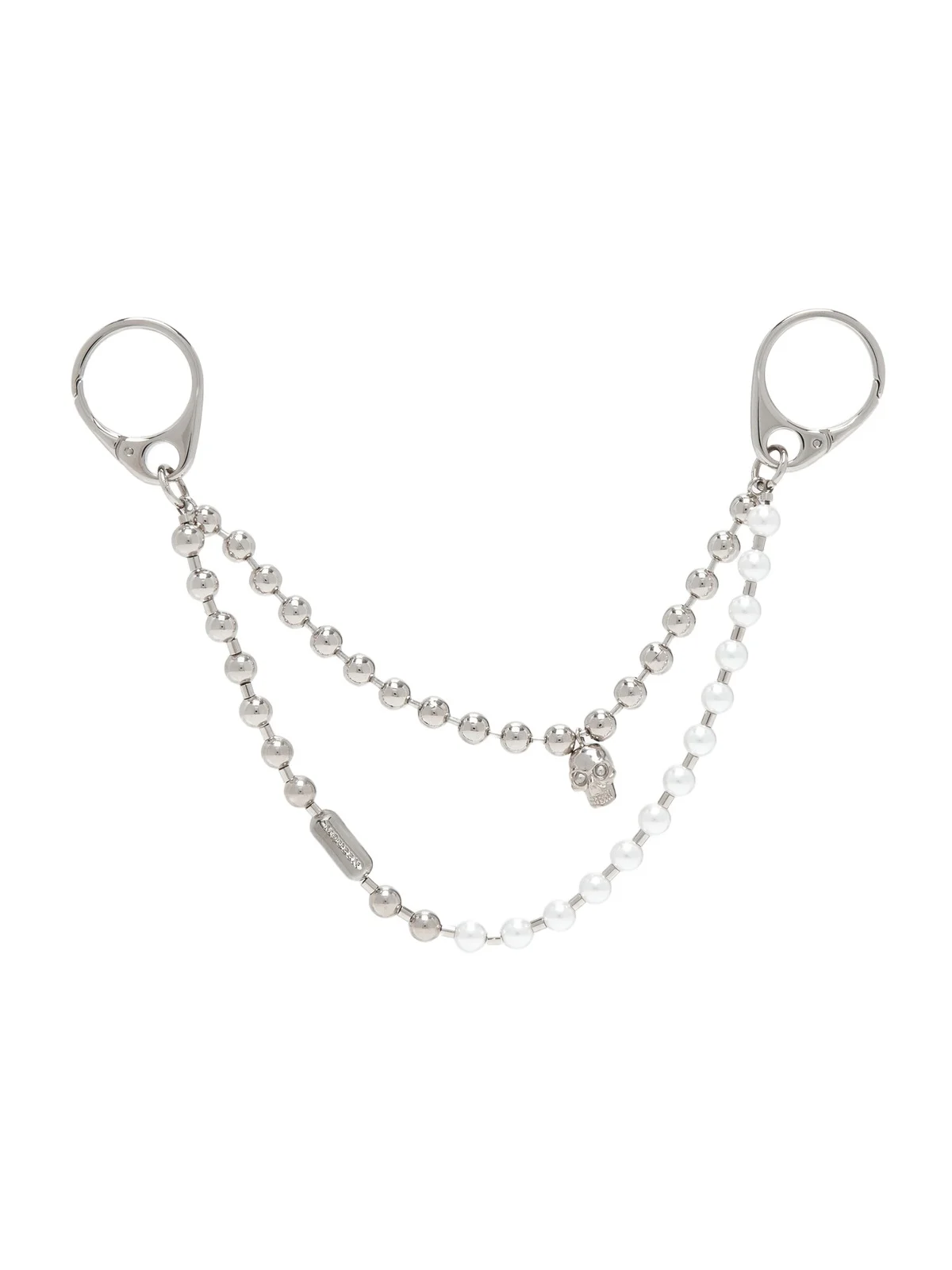 Alexander McQueen Pearl & Skull Double Chain Charm