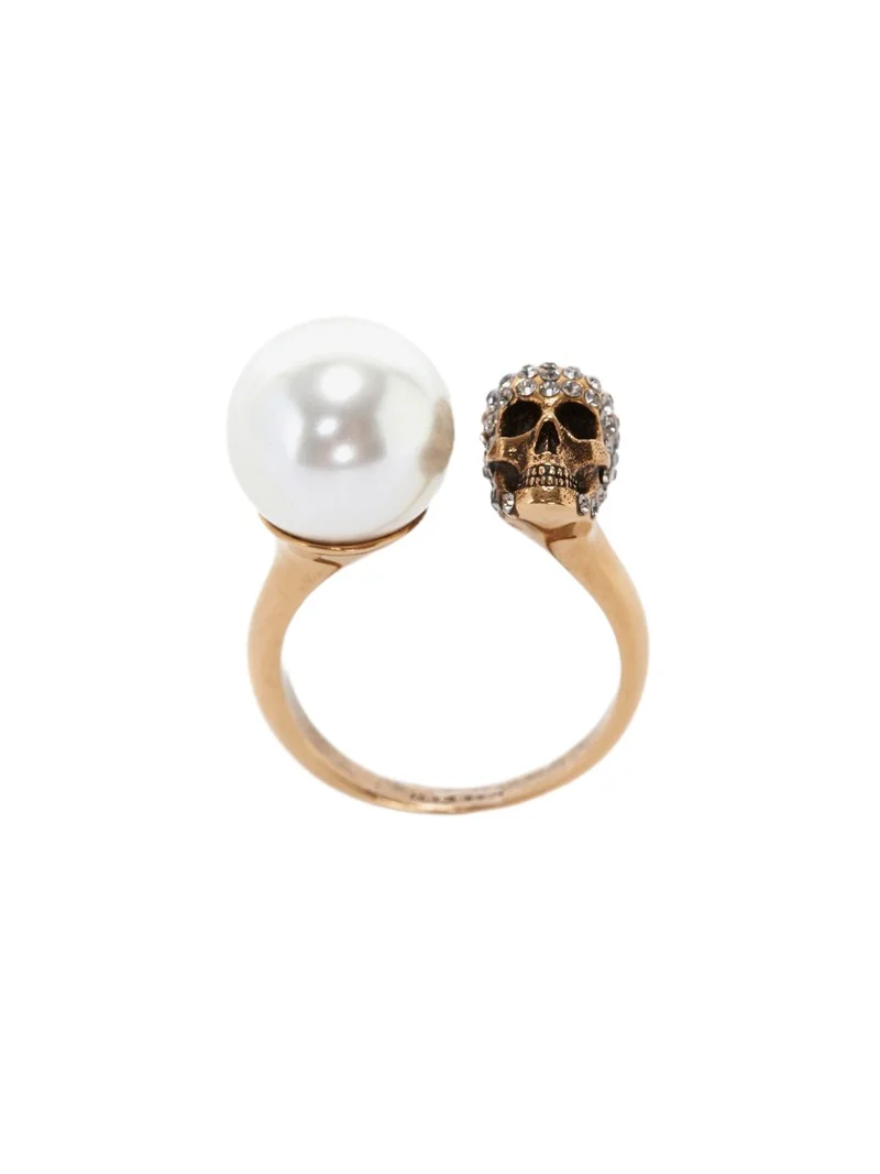Alexander McQueen Pearl-like Skull Ring