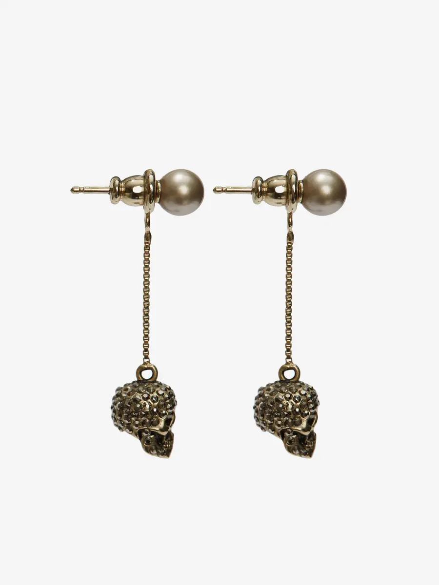 Alexander McQueen Pave Skull Chain Earrings | Thumbnail 2